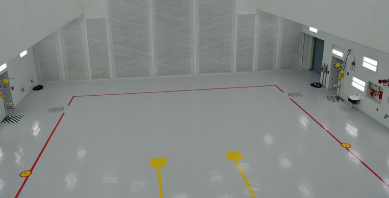 Aerial view of Paint Booth interior. 