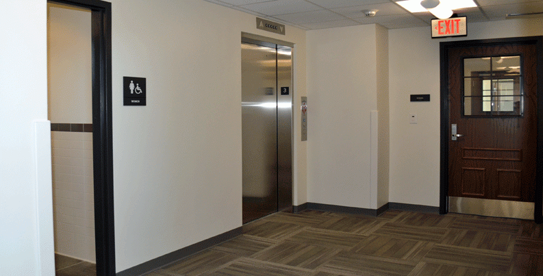 Interior entry way in Building 76.