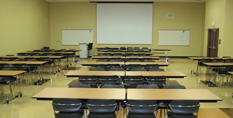 Classroom inside the Army Reserve Center. 