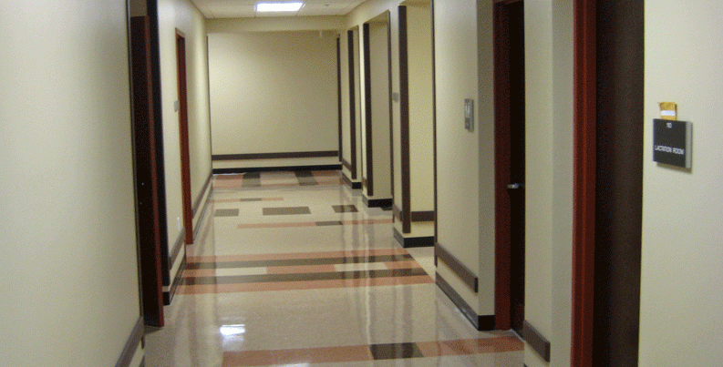 Interior hallway of the Army Reserve Center. 