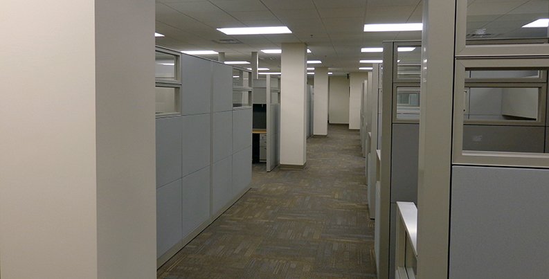 Cubicle area in Combat Services Support Facility
