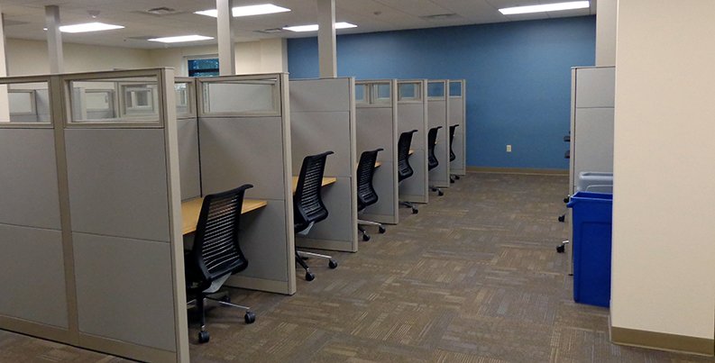 Cubicle area in Combat Services Support Facility